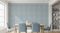 Heritage Plaid - Windowpane Tartan Check Linen - French Blue & Denim Blue Wallpaper⁠