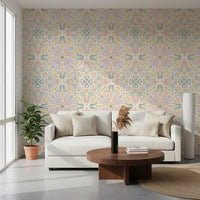 Pastel Mediterranean Garden Tile Wallpaper⁠