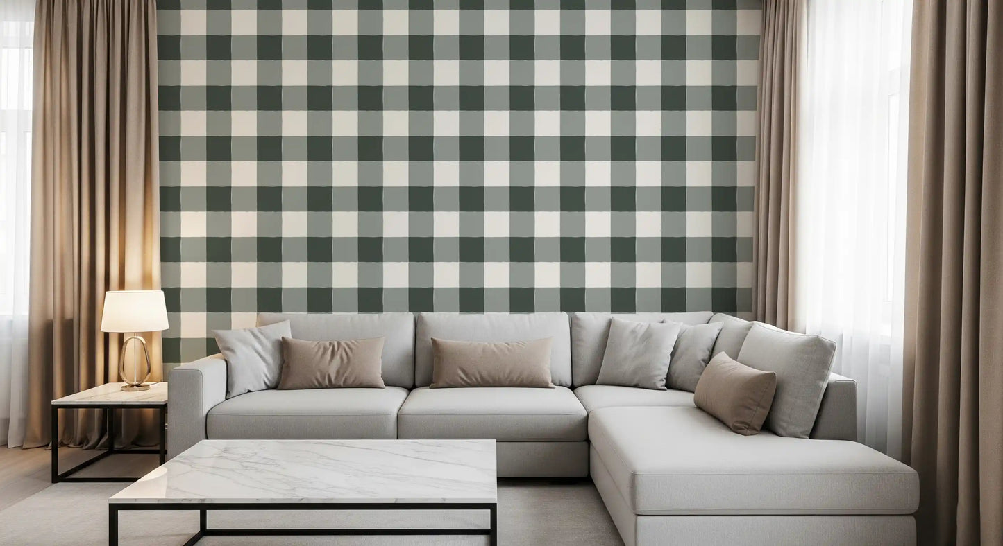 Soft Slate Checkered Grid Wallpaper⁠
