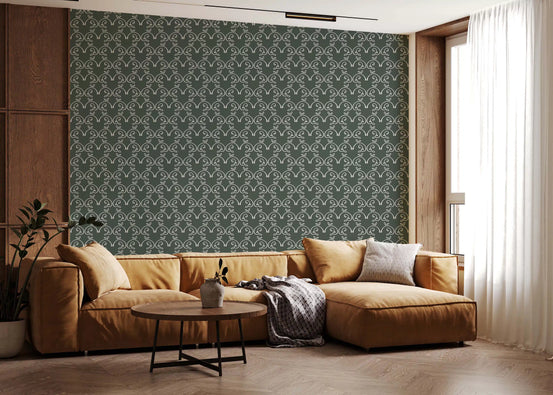 Sage Green Organic Arch Pattern Wallpaper⁠