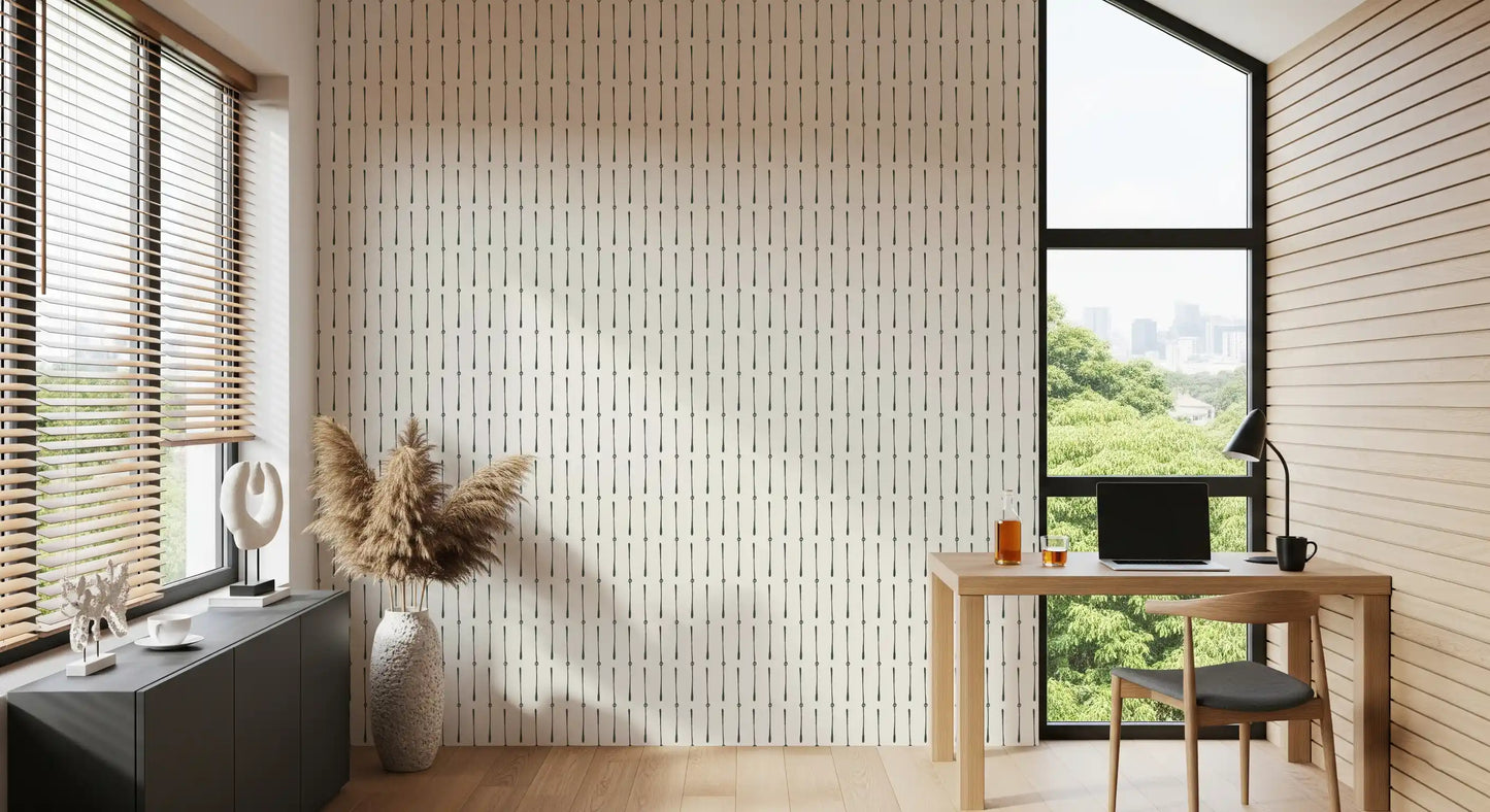 Modern Linear Spaced Strokes Pattern Wallpaper⁠