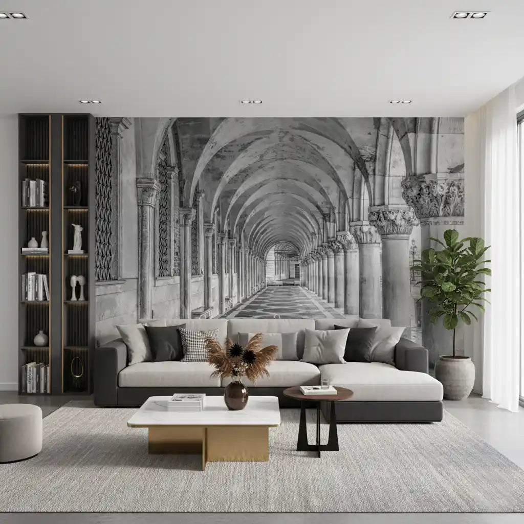 Italian Stone Corridor Perspective Wall Mural