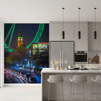 Neon Urban Traffic Nightscape Wall Mural