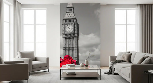 Crimson Blooms in Central London Wall Mural