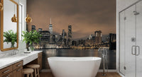 East River Night Cityscape Wall Mural