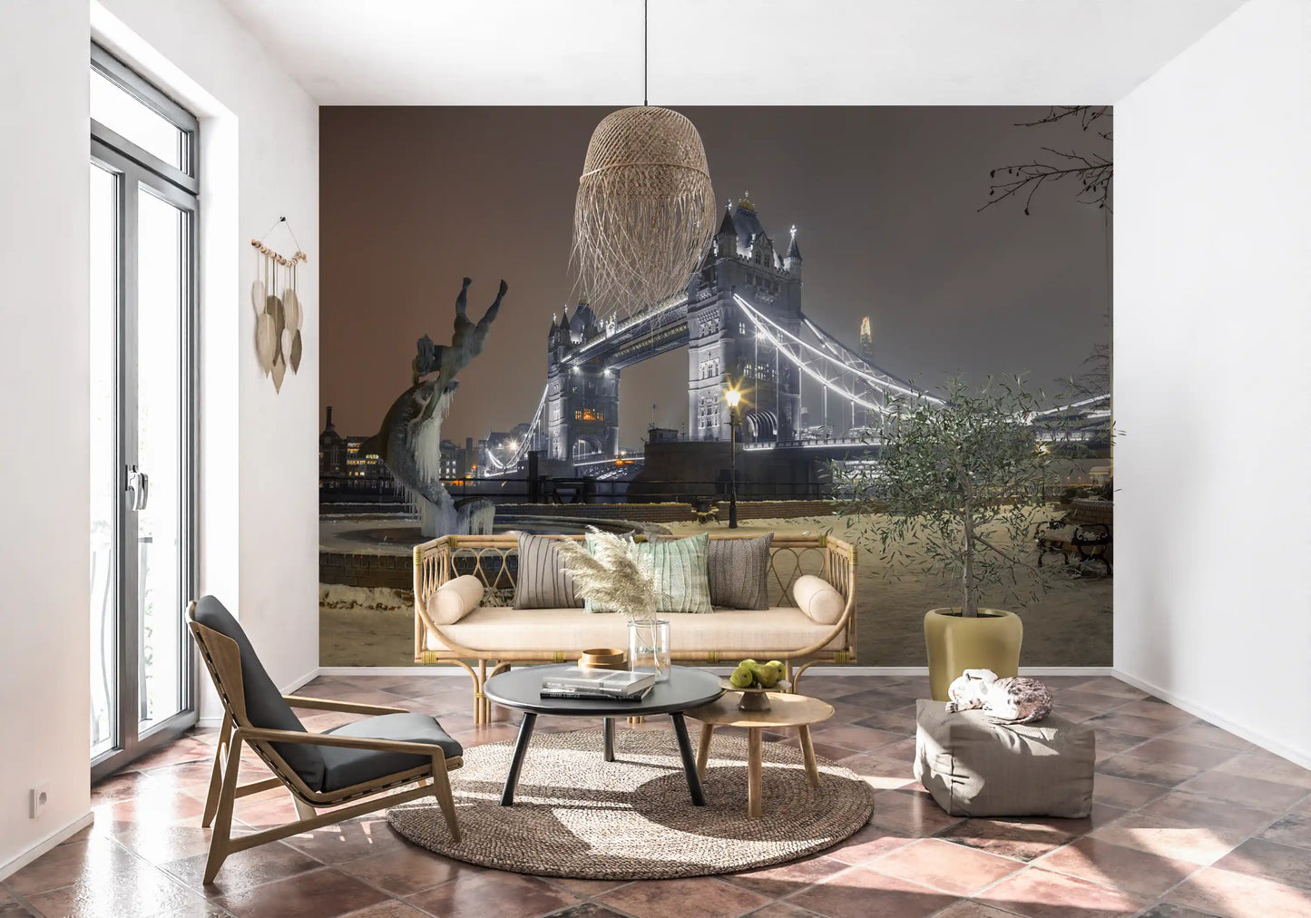 Icy Thames Riverside Evening Wall Mural