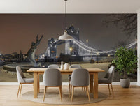 Icy Thames Riverside Evening Wall Mural