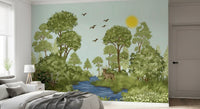 Enchanted Woodland Wildlife Meadow Wall Mural