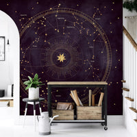 Celestial Zodiac Gold Map Wall Mural