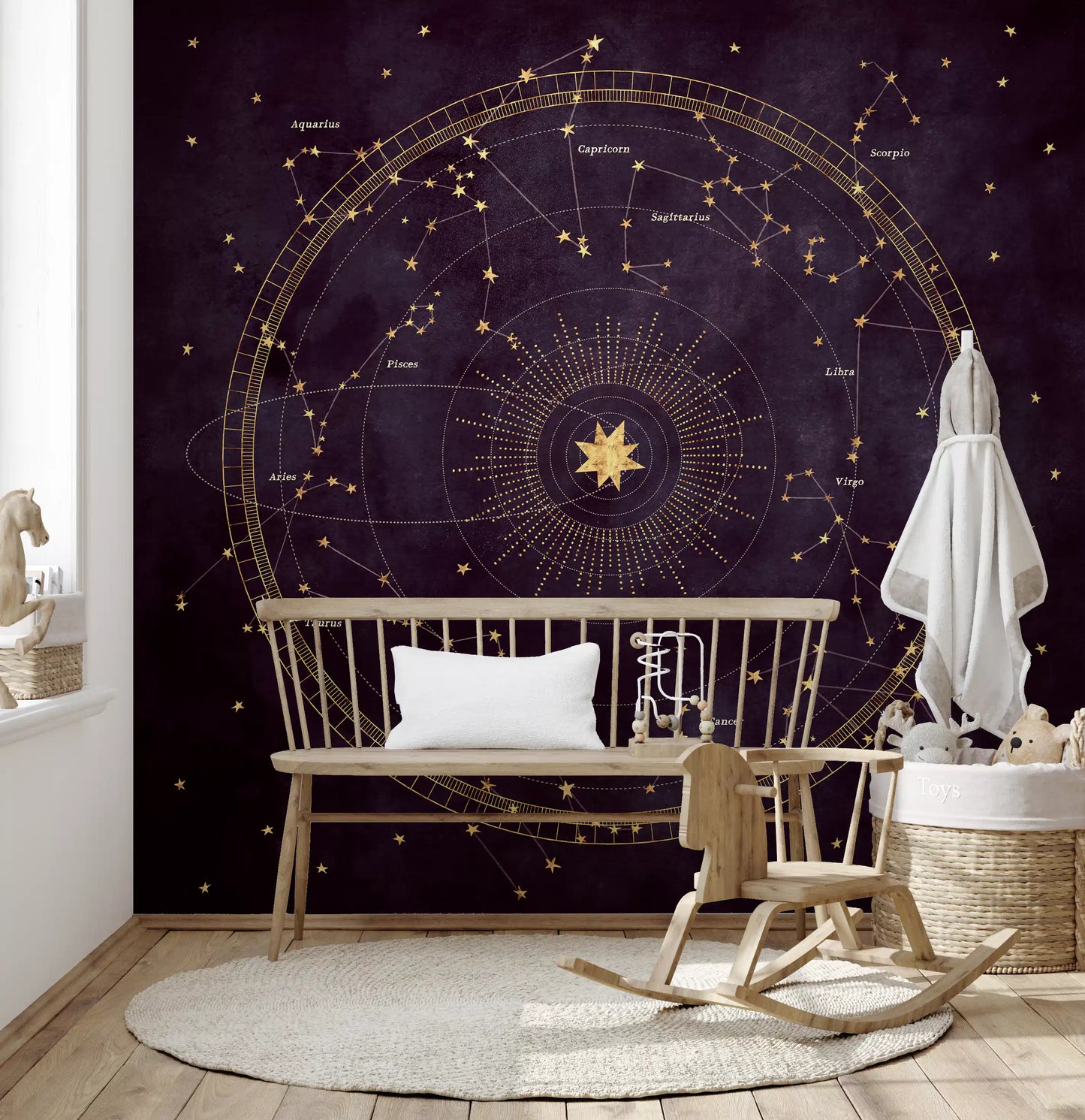 Celestial Zodiac Gold Map Wall Mural
