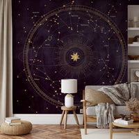 Celestial Zodiac Gold Map Wall Mural