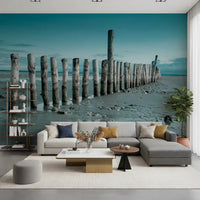 Minimalist Maritime Beach Scenery Wall Mural