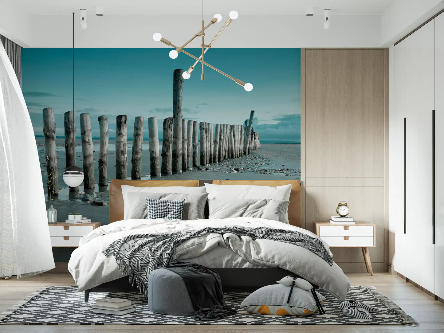 Minimalist Maritime Beach Scenery Wall Mural