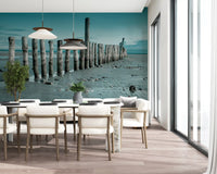 Minimalist Maritime Beach Scenery Wall Mural