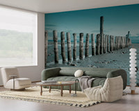 Minimalist Maritime Beach Scenery Wall Mural