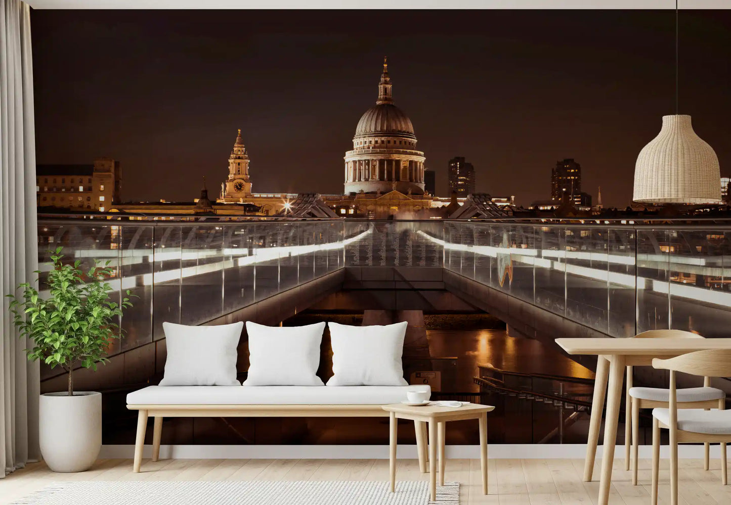 Midnight St Pauls Cathedral and Bridge View Wall Mural