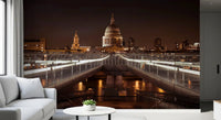 Midnight St Pauls Cathedral and Bridge View Wall Mural