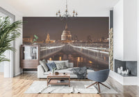 Midnight St Pauls Cathedral and Bridge View Wall Mural