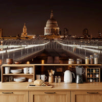 Midnight St Pauls Cathedral and Bridge View Wall Mural