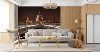 Midnight St Pauls Cathedral and Bridge View Wall Mural