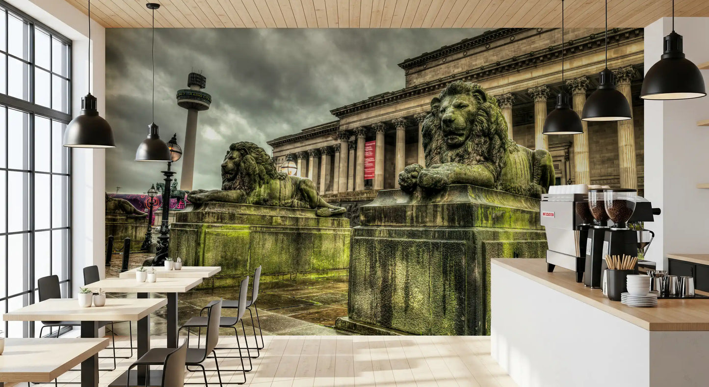 Historic Stone Guardians Cityscape Wall Mural