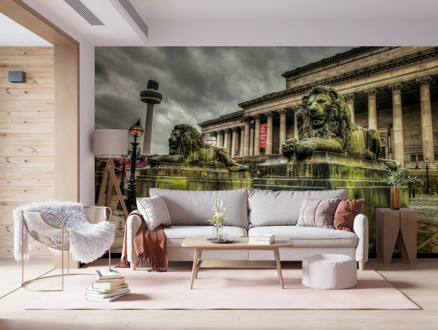 Historic Stone Guardians Cityscape Wall Mural