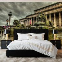 Historic Stone Guardians Cityscape Wall Mural