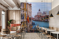 Historic Italian Waterway Scene Wall Mural