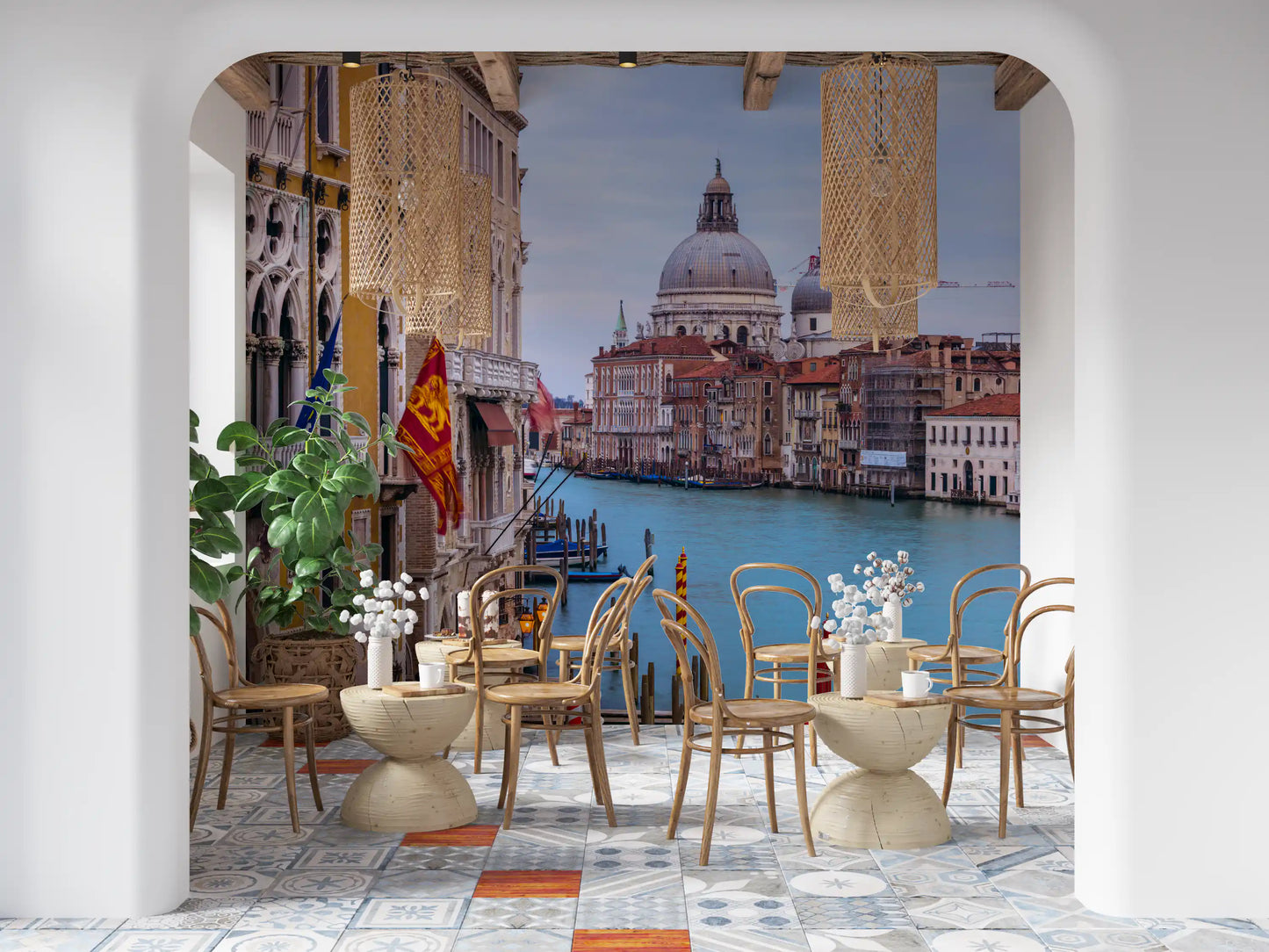 Historic Italian Waterway Scene Wall Mural