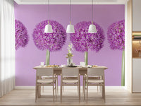 Symmetrical Lavender Floral Spheres Wall Mural