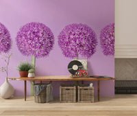 Symmetrical Lavender Floral Spheres Wall Mural