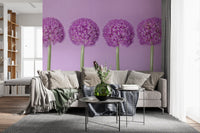 Symmetrical Lavender Floral Spheres Wall Mural