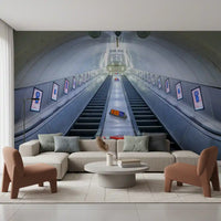 Metallic Transit Geometry Wall Mural