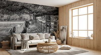 Pastoral Equine Monochrome Landscape Wall Mural