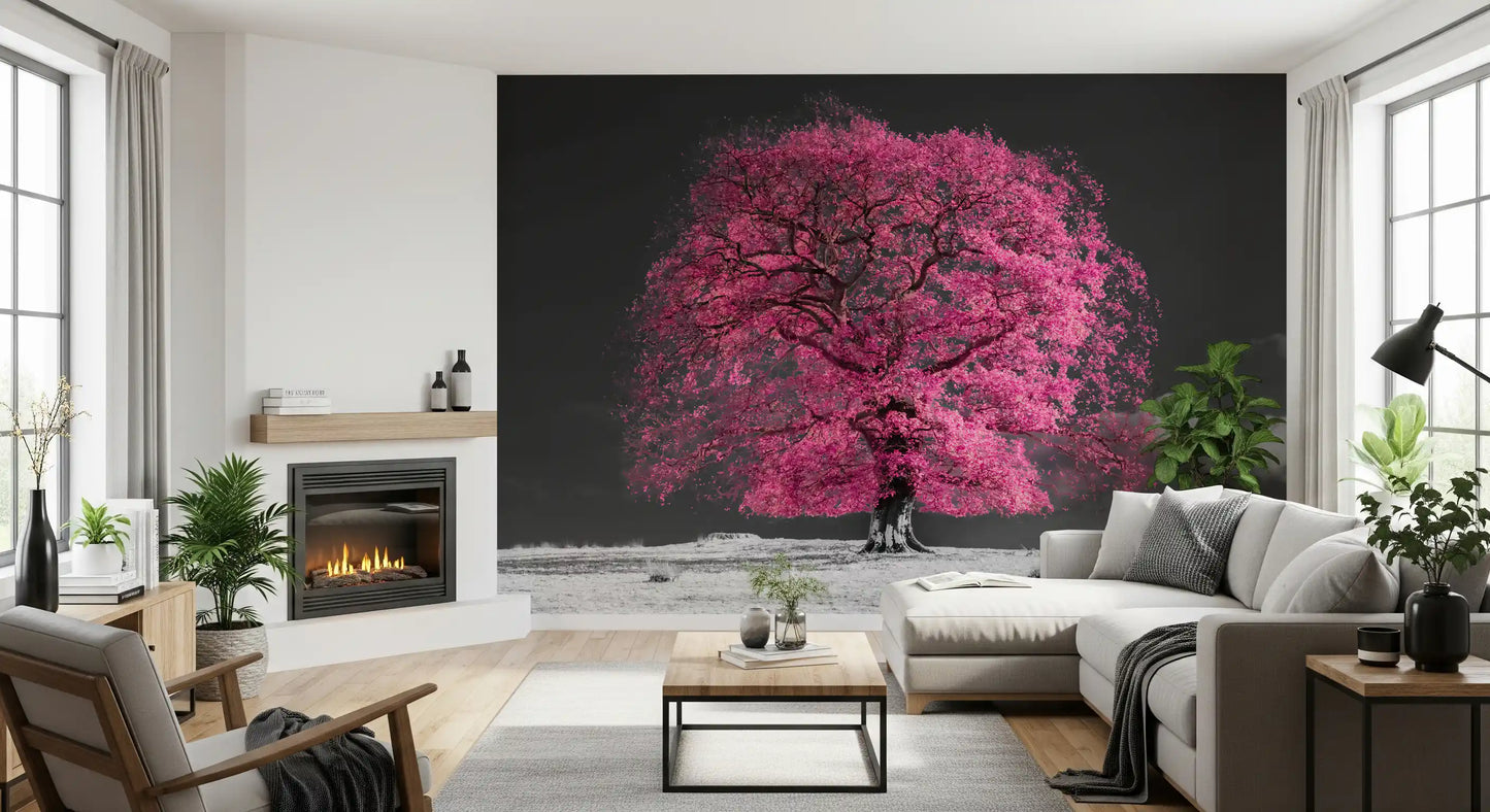 Surreal Magenta Foliage Landscape Wall Mural