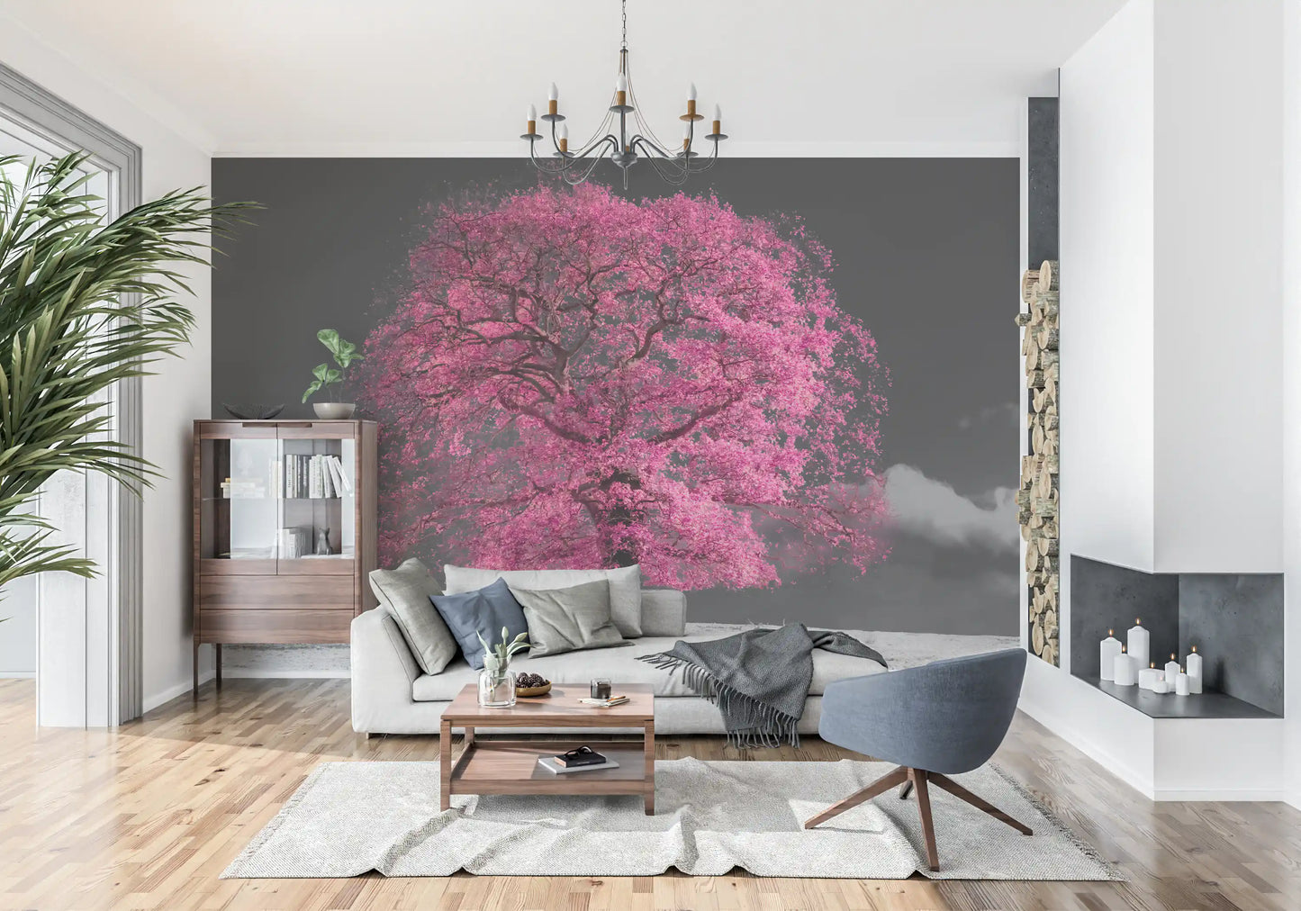 Surreal Magenta Foliage Landscape Wall Mural