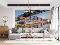 Riverside Urban Architecture and Steel Bridge Wall Mural