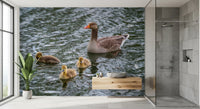 Rippled water wall mural spanning a relaxed bathroom layout GD12838
