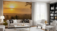 Glowing horizon fades into pale mist on this sunset wall mural, GD12840
