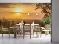 Amber sky wall mural warming a relaxed Dining room, GD12840

