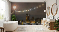 Evening bathroom  warmed by the London Thames Riverfront wall mural GD12841