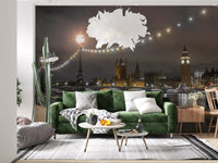 Charcoal skies meet golden lamplight in the Twilight Scene wall mural GD12841
