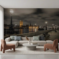 Evening light from the Westminster wall mural fills a quiet lounge GD12842
