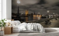 Amber light pours from Parliament across the Thames in this wall mural GD12842
