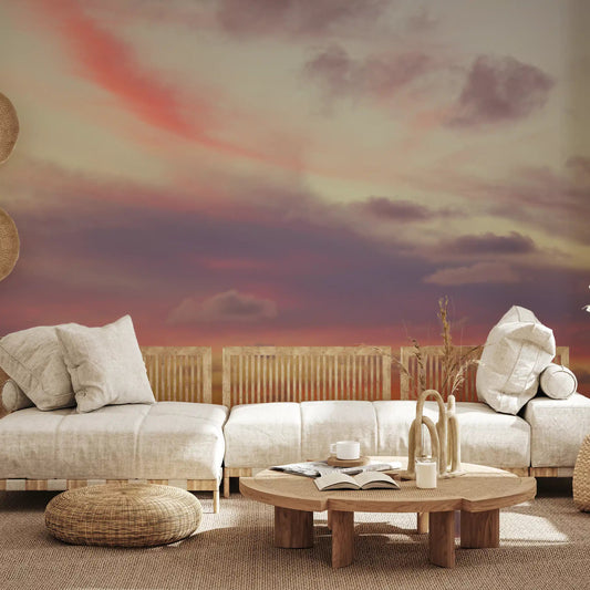 Amber and rose spread through a lounge on this Gradient Skies wall mural GD12844
