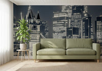 Monochrome Metropolitan Bridge View Wall Mural