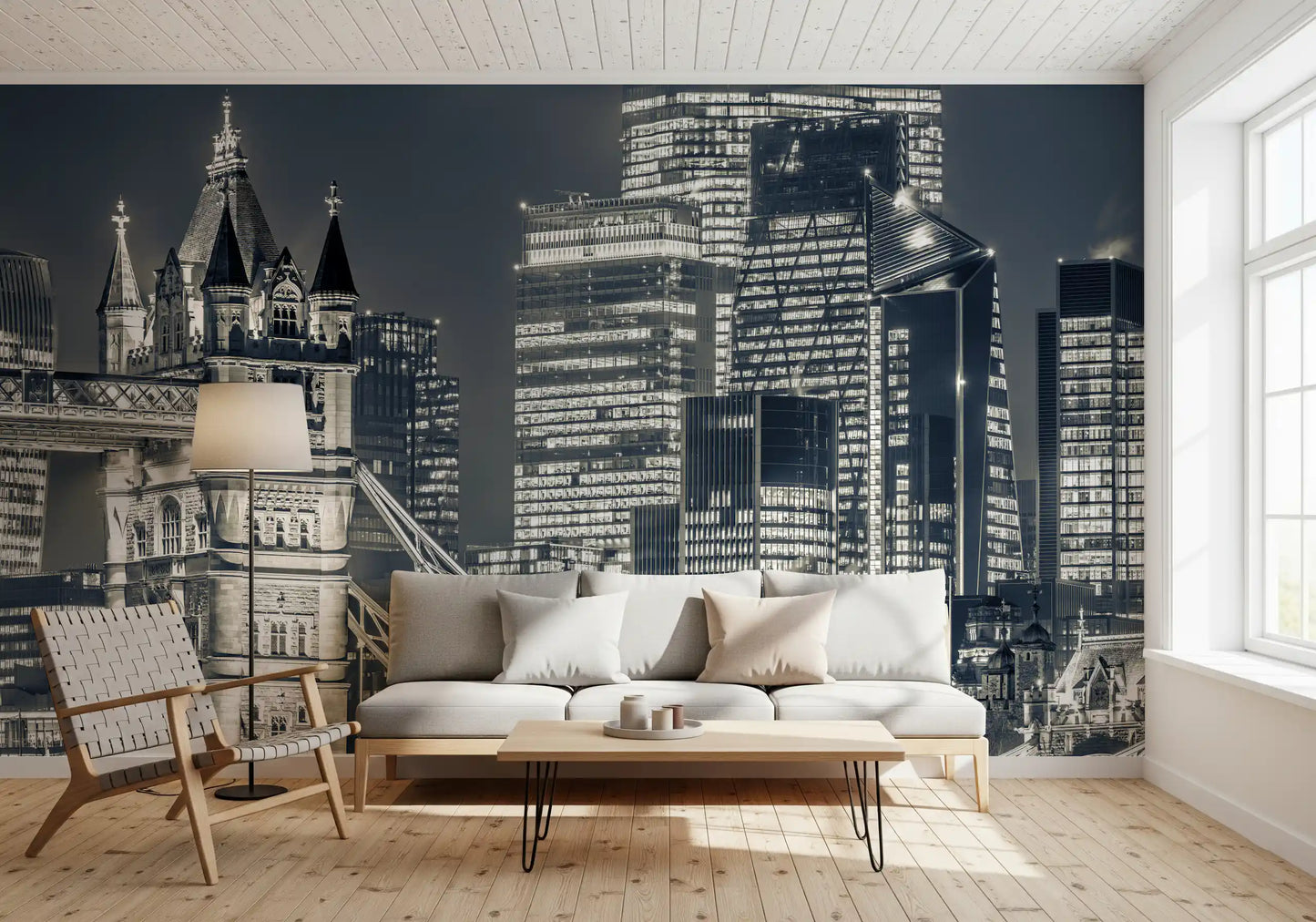 Monochrome Metropolitan Bridge View Wall Mural