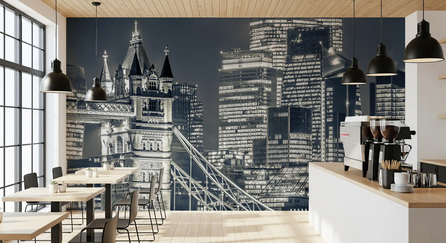 Monochrome Metropolitan Bridge View Wall Mural
