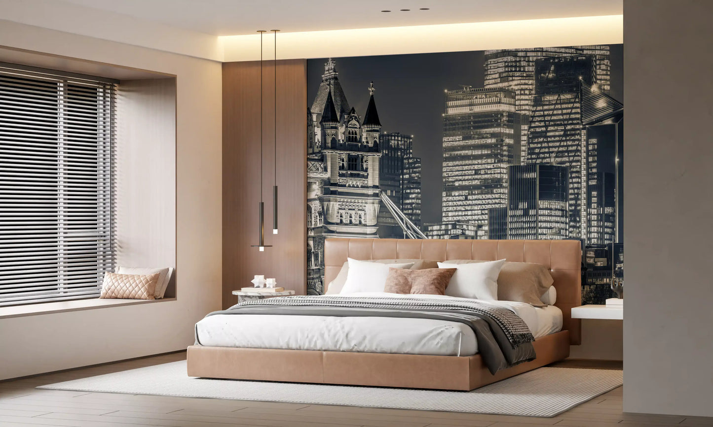 Monochrome Metropolitan Bridge View Wall Mural