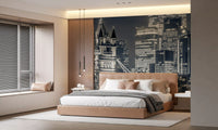Monochrome Metropolitan Bridge View Wall Mural